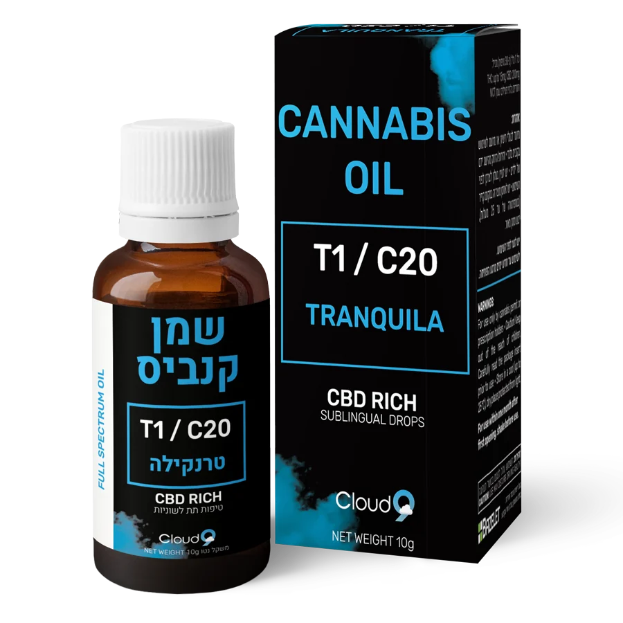בקבוק וקופסה של שמן טרנקילה 20 של Cloud-9